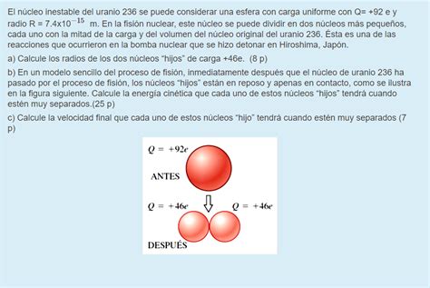 Solved The unstable nucleus of uranium 236 can be considered | Chegg.com