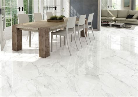 Blanco Carrara Marble Effect Gloss Ceramic Floor 450 x 450 Tile ...