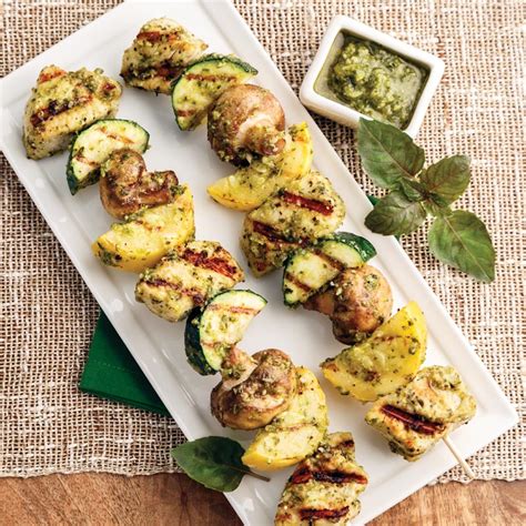 Pesto Chicken Skewers with Pesto Sauce – The Perfect Portion