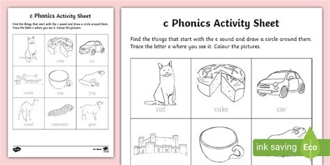 c Phonics sound worksheet- easy to download and print.