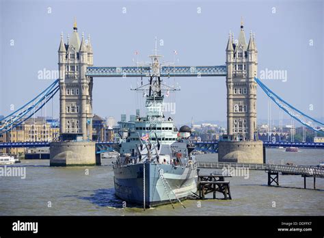 HMS Belfast, London. HMS Belfast warship museum on River Thames, London, England, UK Stock Photo ...