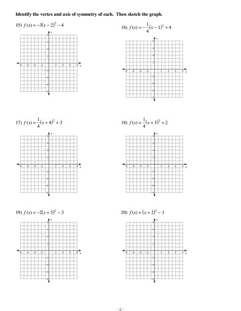 Vertex Form Of A Quadratic Function Worksheet - slideshare
