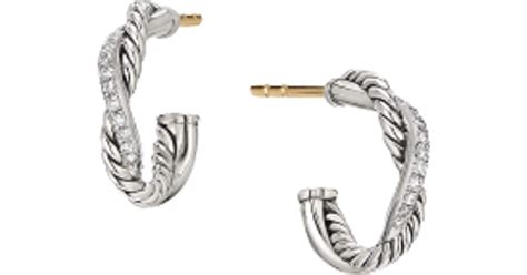 David Yurman Petite Infinity Huggie Hoop Earring - Silver/Gold/Diamond - Compare Prices - Klarna US