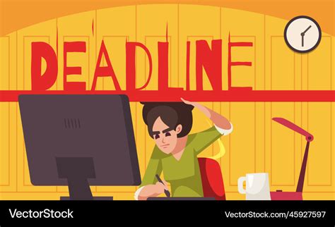 Deadline cartoon concept Royalty Free Vector Image