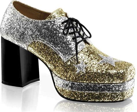 Mens Glamrock Silver Gold Glitter Platform Shoes size Large 12-13 ...