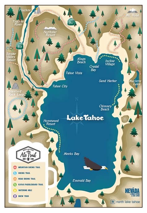 North Lake Tahoe Ale Trail Map - Go Tahoe North | North lake tahoe, Tahoe trip, Lake tahoe vacation