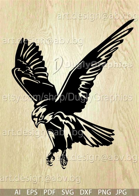 Vector FALCON Flying, AI, Eps, Pdf, Svg, Dxf, Png, Jpg Download Files, Digital, Graphical ...