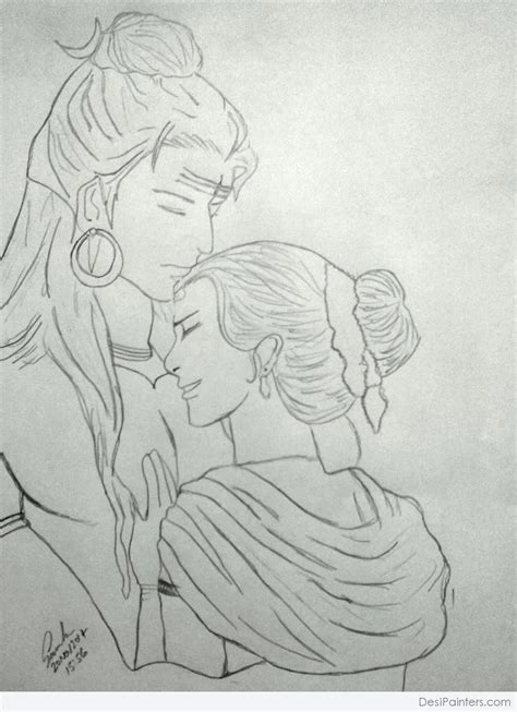 Pencil Sketch Of Lord Shiv And Mata Parvati | 6b.u5ch.com