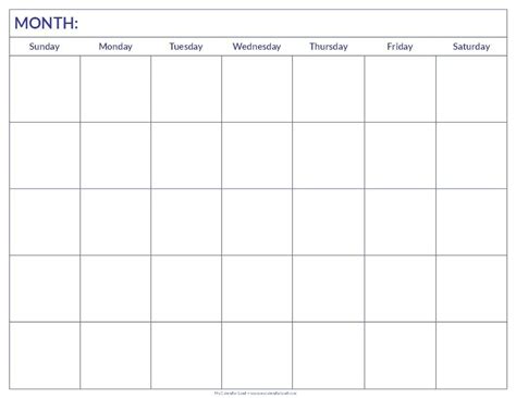 Effective Blank Monthly Calendar Page Without The Year in 2020 | Blank calendar pages, Free ...