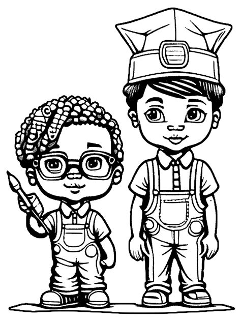 African American Kids in HighPaying Professions Coloring Page · Creative Fabrica