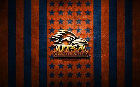 Download wallpapers UTSA Roadrunners flag, NCAA, orange blue metal ...