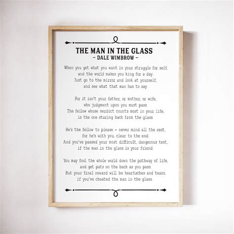 The Man in the Glass, Poem Print, Guy in the Glass, Dale Wimbrow, Poetry Lover Gift, Poem Wall ...