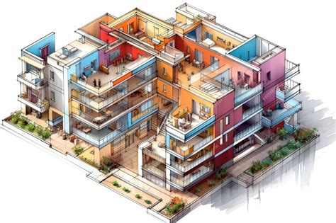 Premium Photo | Vibrant color sketch showcases modern residential ...