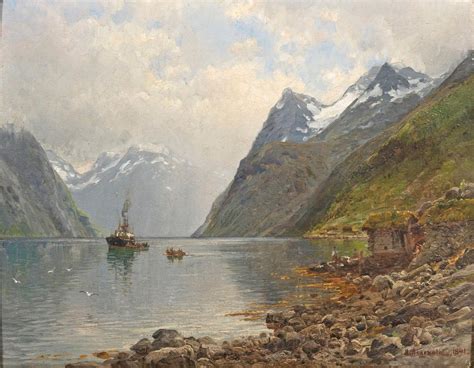 Norwegian Fjord Landscape Painting | Anders Monsen Askevold Oil Paintings