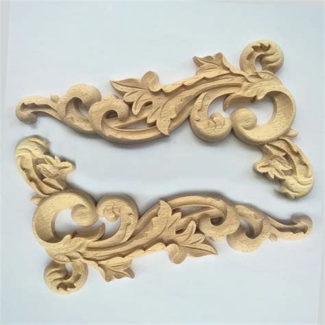 Decorative Wood Appliques Carved Corner Onlay Applique Frame Decorate Wall Door Furniture ...