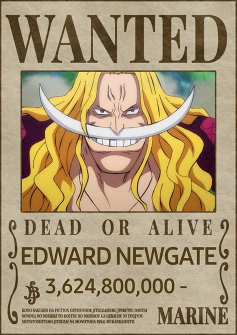 Edward Newgate (Young) Wanted Poster | Personajes de one piece, One piece recompensas, One piece