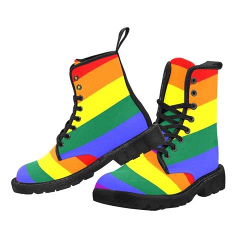 Gay Pride Flag Martin Boots for Men (Black) (Model 1203H) | ID: D6307312