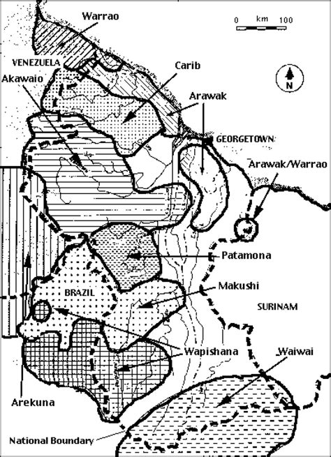 1. Map of Amerindian settlement within Guyana. (Reproduced from... | Download Scientific Diagram