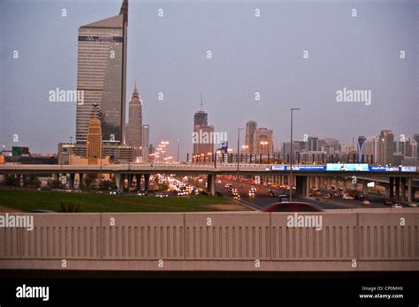 Skyscrapers at night, Dubai Marina, Dubai, United Arab Emirates Stock ...