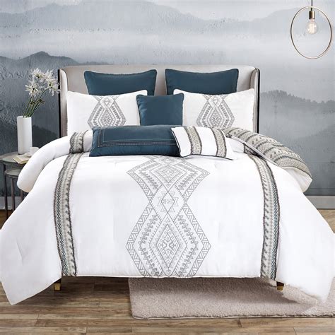 HGMart Bedding Comforter Set Bed In A Bag - 8 Piece Luxury Embroidery Microfiber Bedding Sets ...