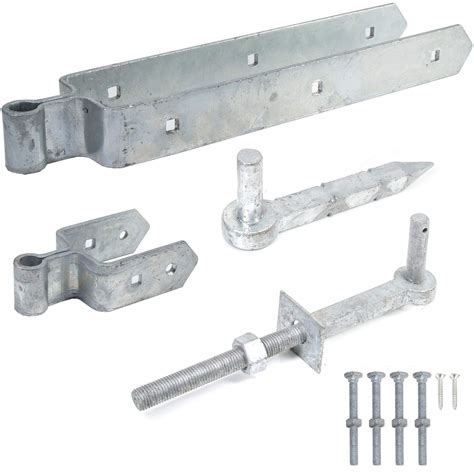 Buy Galvanised Double Strap Farm Gate Hinge Set - Heavy Duty 18" Hinge for Field Gates ...