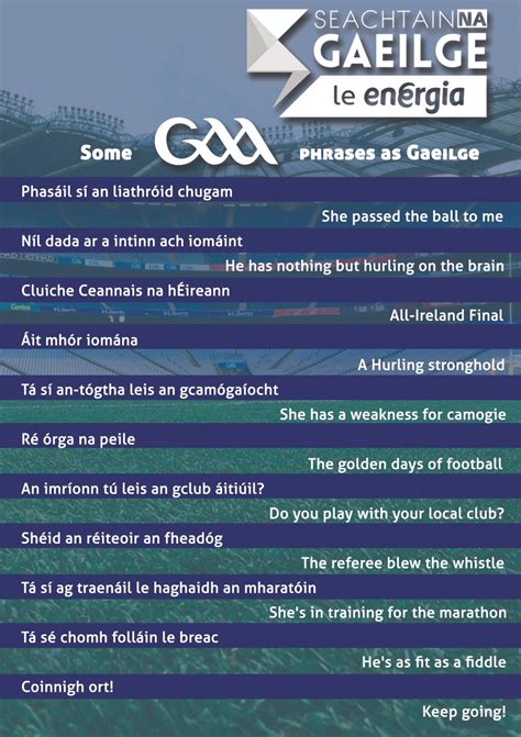 GAA Phrases as Gaeilge for Seachtain na Gaeilge – Holy Rosary College