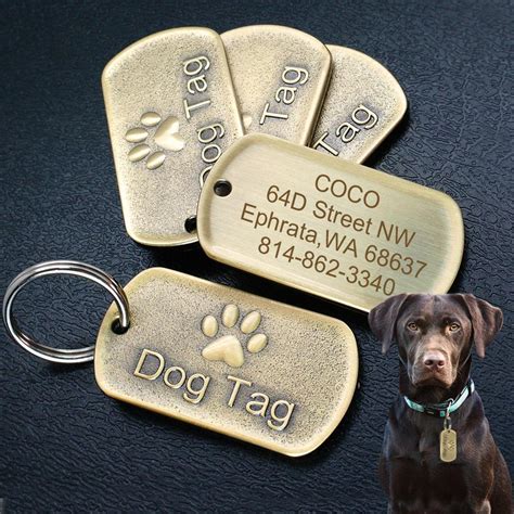 Dog Tag Personalized Engraved Pet Dog Collar Accessories Custom Military ID Tags Pet Puppy Cat ...