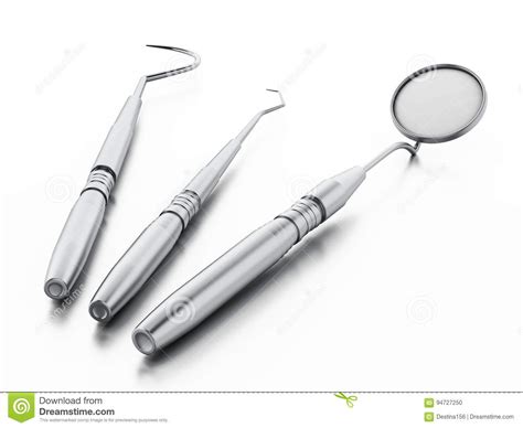 Professional Dentist Tools Isolated on White Background. 3D Illustration Stock Illustration ...