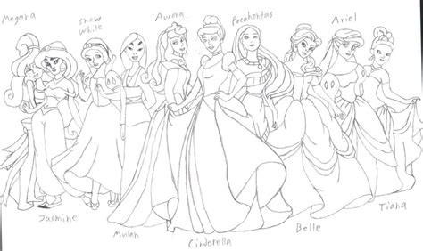 Disney Princesses Group Sketch by DJFireHawk on DeviantArt