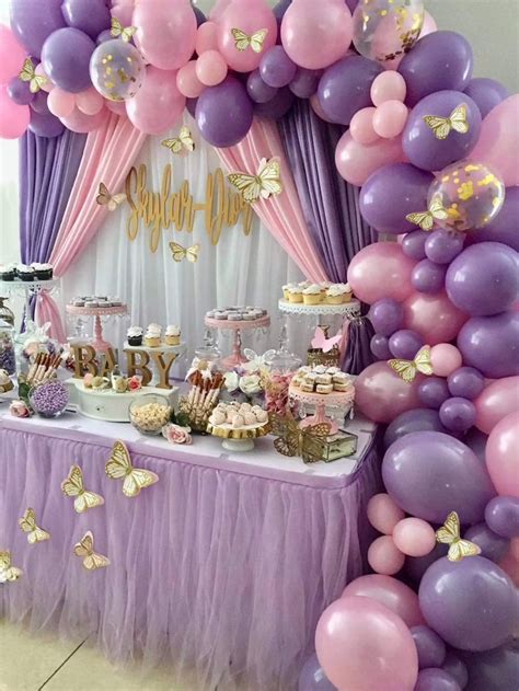 Butterfly Purple Pink Balloon Garland Arch Kit for Baby Shower, Princess Birthday Party ...