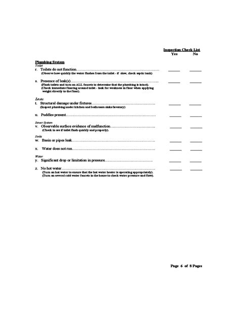 FHA Inspection Checklist Template Free Download