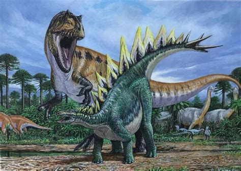 Allosaurus Vs Stegosaurus Artwork by Daisuke Kamatsu, 2019 | Jurassic world wallpaper ...