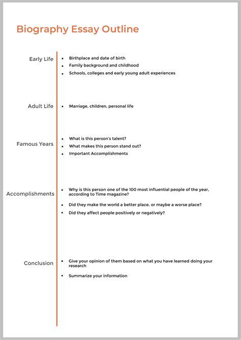 Biography Essay Outline Format