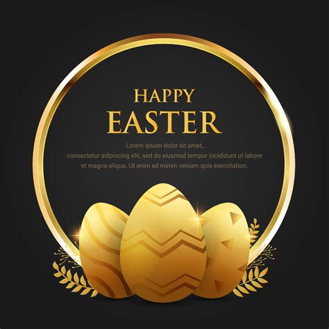 Happy Easter day design with Luxury golden eggs vector. Happy easter day background and social ...