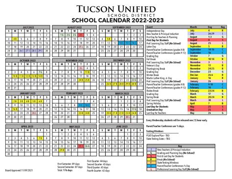 Tucson Unified School District Calendar 2022-2023