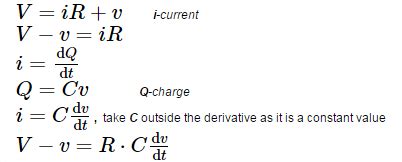 Derivation for voltage across a charging and discharging capacitor