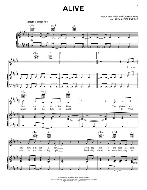 Alive Sheet Music | Aodhan King | Piano, Vocal & Guitar Chords (Right-Hand Melody)