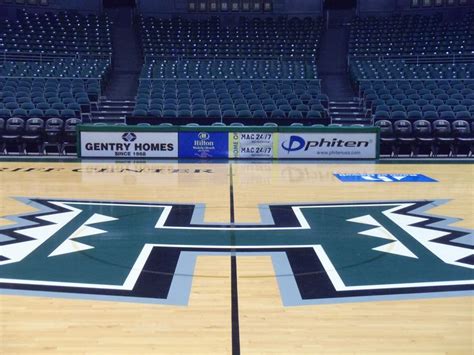 University of Hawaii Basketball floor graphic really stands out in this ...