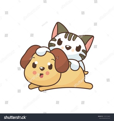 Cute Dog Cat Illustration Cartoon Style: เวกเตอร์สต็อก (ปลอดค่า ...