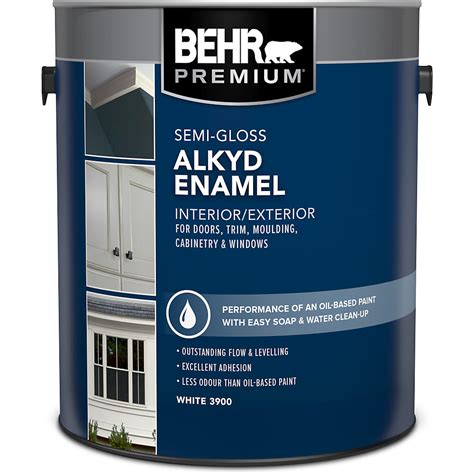 BEHR Interior/Exterior Alkyd Semi-Gloss Enamel Paint - White Base, 3.79 L | The Home Depot Canada