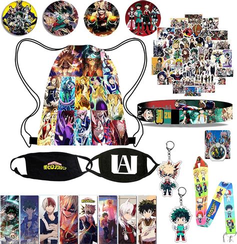 My Hero Academia Merch Set for Anime Fans 1 Mha Backpack 2 Face Mask 50 Mha Stickers 4 Button ...