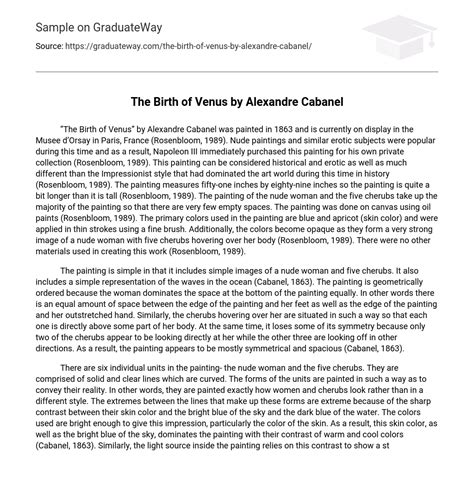 ⇉"The Birth of Venus" by Alexandre Cabanel Analysis Essay Example ...