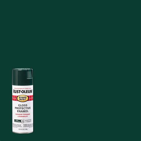 Rust-Oleum Stops Rust 12 oz. Protective Enamel Gloss Dark Hunter Green Spray Paint 7733830 - The ...