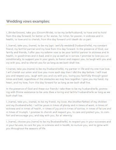 Wedding Vows - 11+ Examples, How to Write, PDF