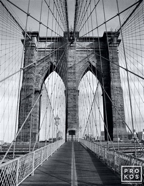 Brooklyn Bridge Tower and Cables - Black & White Fine Art Photo by Andrew Prokos