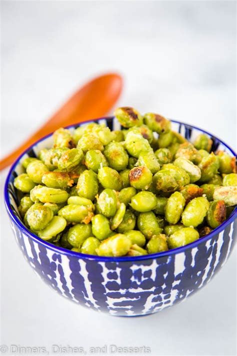 Parmesan Garlic Roasted Edamame - Dinners, Dishes, and Desserts