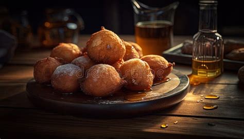 Artisanal Food: Fried Dough Balls with Syrup Stock Illustration ...