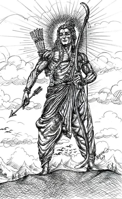 Lord Rama – Pencil Sketches – A MYTHOLOGY BLOG | God illustrations, Pen art work, God art