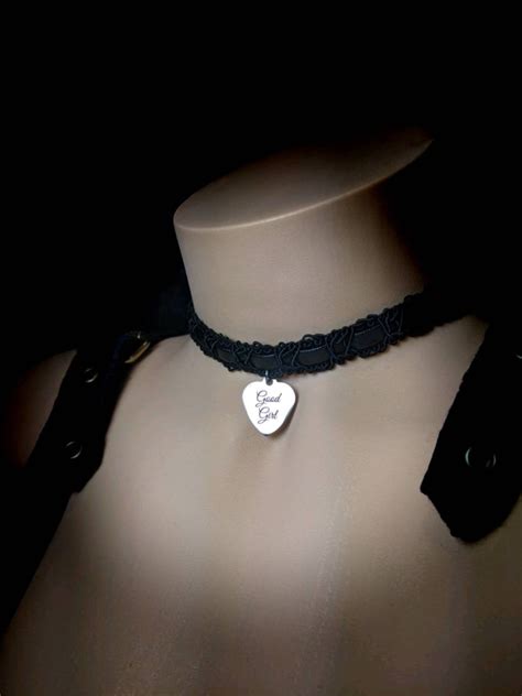 Sexy Submissive Day Collar Choker Heart Good Girl Tag Charm | Etsy