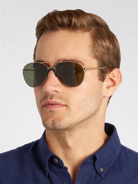 Lyst - Linda Farrow Sports Luxe Aviator-style Sunglasses in Metallic for Men